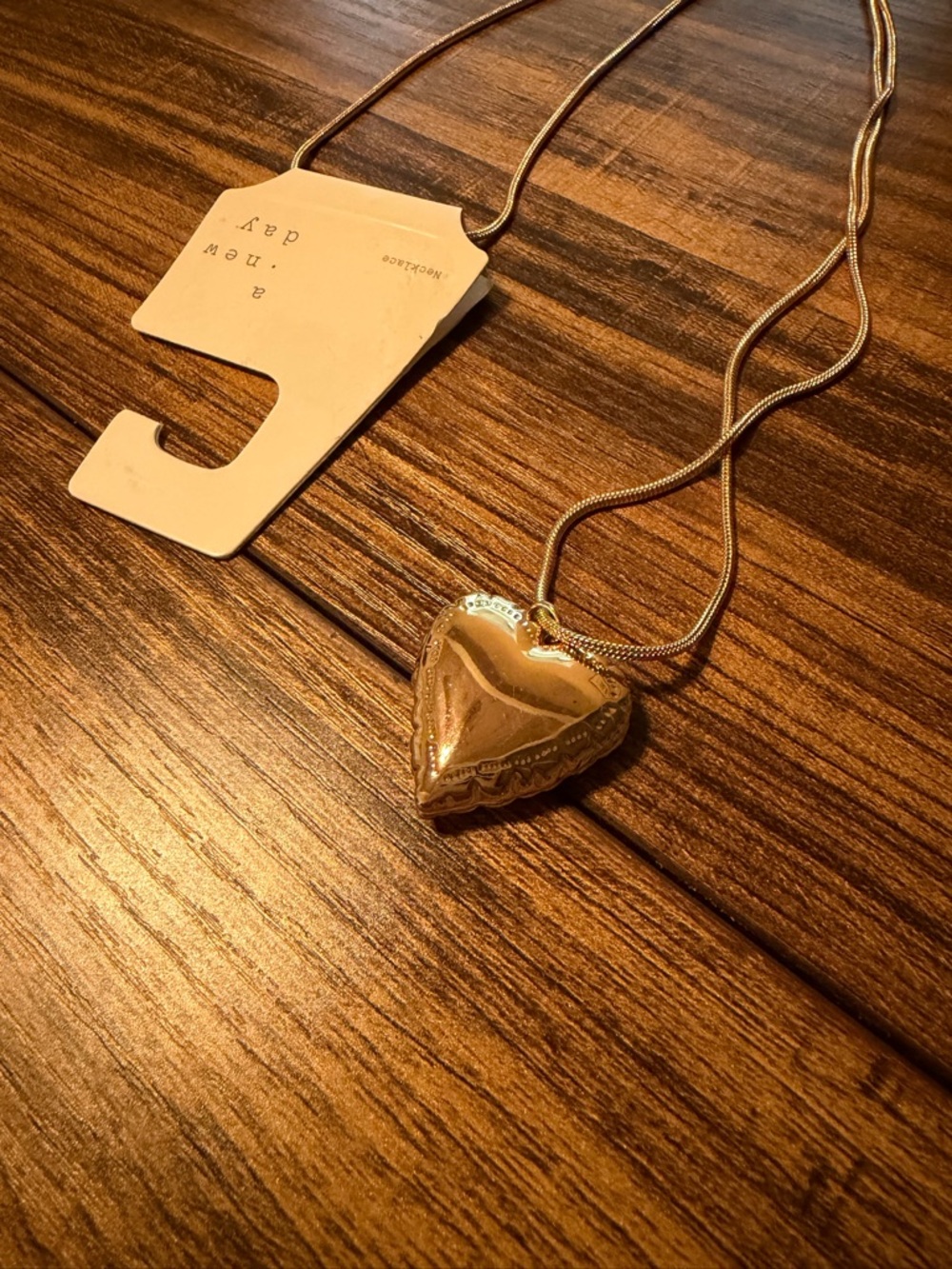 a new day Gold Heart Locket Pendant Necklace 22”